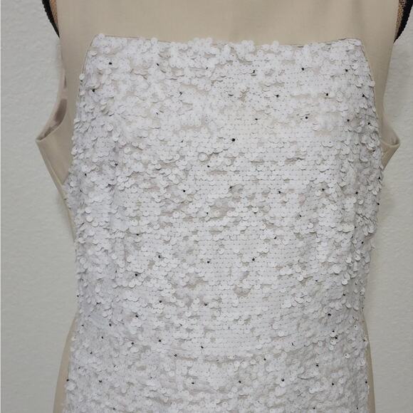 ANN TAYLOR SLEEVELESS ICING DRESS CREAM/white sequinned beaded FORMAL 12 new - Picture 5 of 8